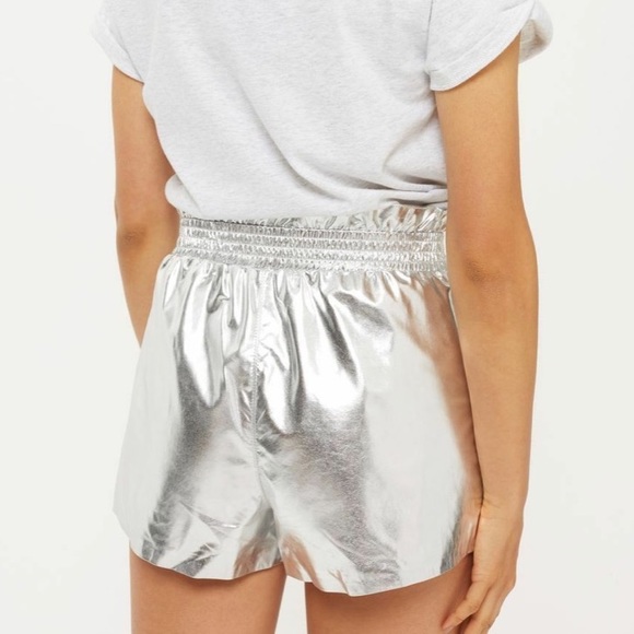 NWT Topshop Statement Silver Shorts - Picture 2 of 8